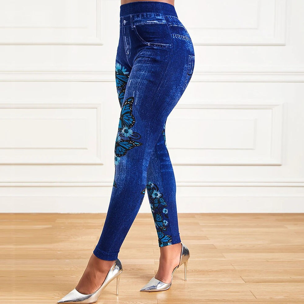 Miniaturbild: Plus Size  Printed Leggings for Women Clothing 2023 Autumn Winter High Waist Tr