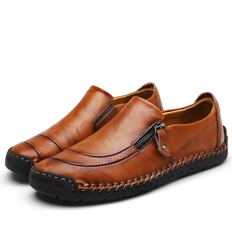 Thumbnail: Breathable Men Leather Casual Shoes Fashion Handmade Male Loafers Anti-slip Men