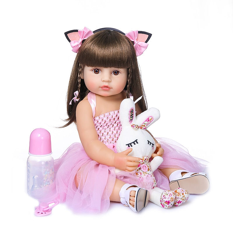 Thumbnail: NPK 50CM Full Body Soft Silicone Popular Sweet Face Reborn Toddler Baby Girl Do
