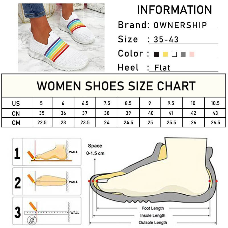 Thumbnail: 2020 Women Sneakers Woman Vulcaniaed Female Rainbow Color Stripes Loafers Women