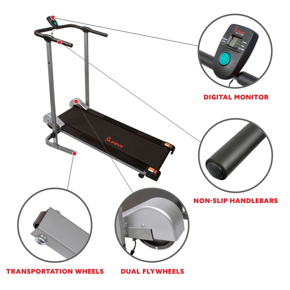 Manual Treadmill - Compact Foldable Exercise Machine for Running and Cardio