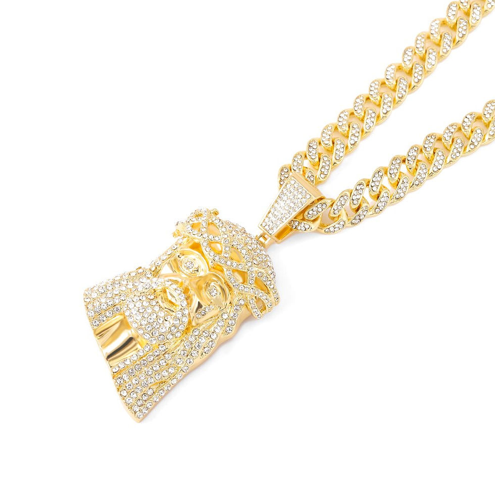 Thumbnail: Hip Hop Jesus Pendant Necklace Men Ice Out Paved Full Shining Crystal Jesus