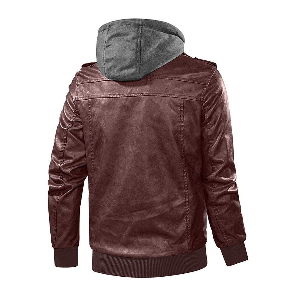Thumbnail: Men Leather Jackets Autumn Winter Fashion Hooded Fleece Motorcycle PU Leather J