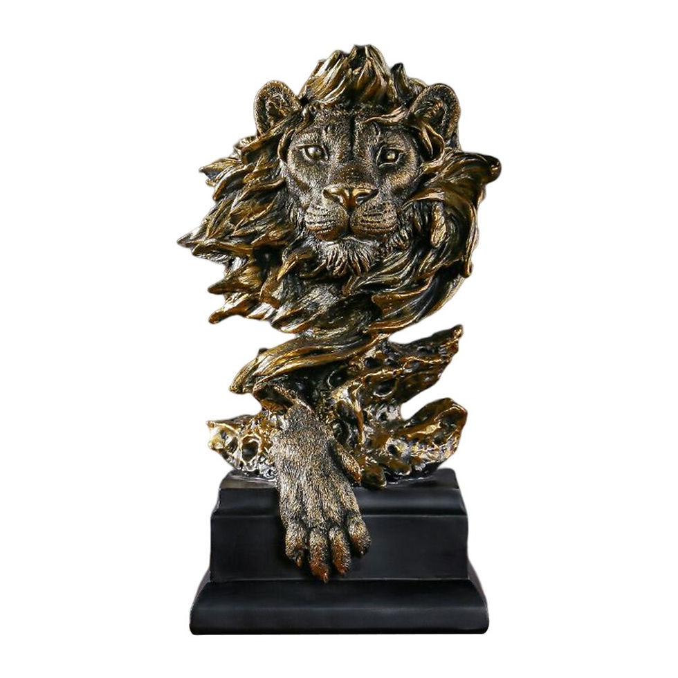 Thumbnail: Lion Head Figurine Ornaments Art Crafts Nordic Style Sculpture Home Decor Accen