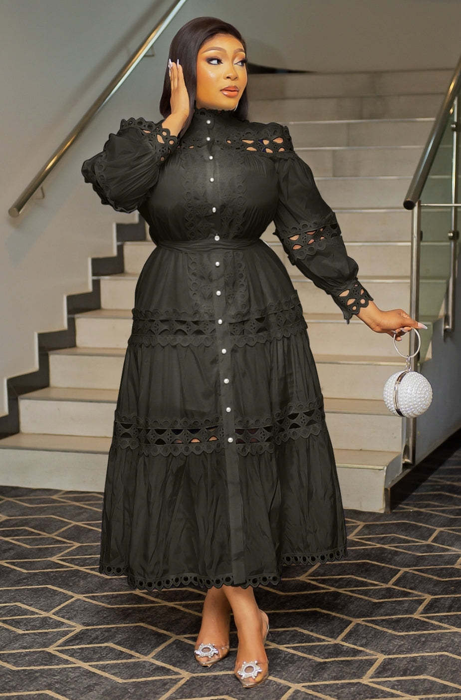 Thumbnail: Elegant Plus Size Women Dress 5XL Plus Lady Embroidery Lace Dresses for Party B