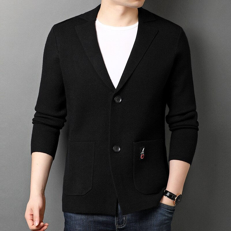 Men's Suit Jacket 2022New Spring / autumn Men's Casual Loose Knit Solid Color