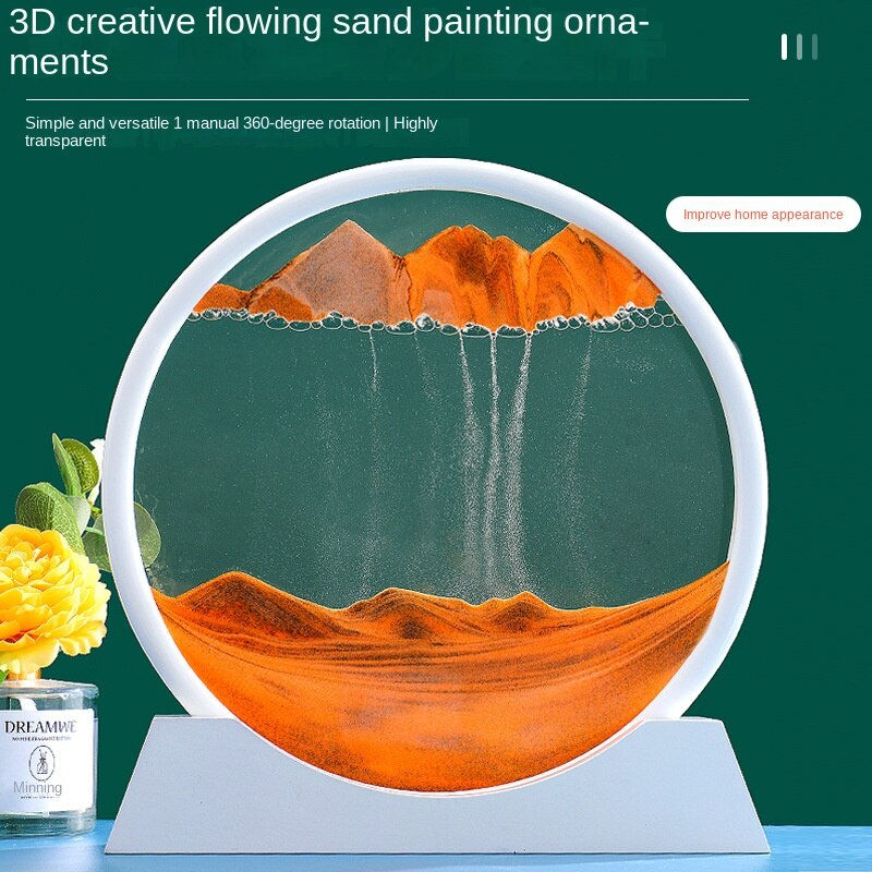 Miniature : 7/12inch Creative 3D Glass Sandscape in Motion Hourglass Moving Sand