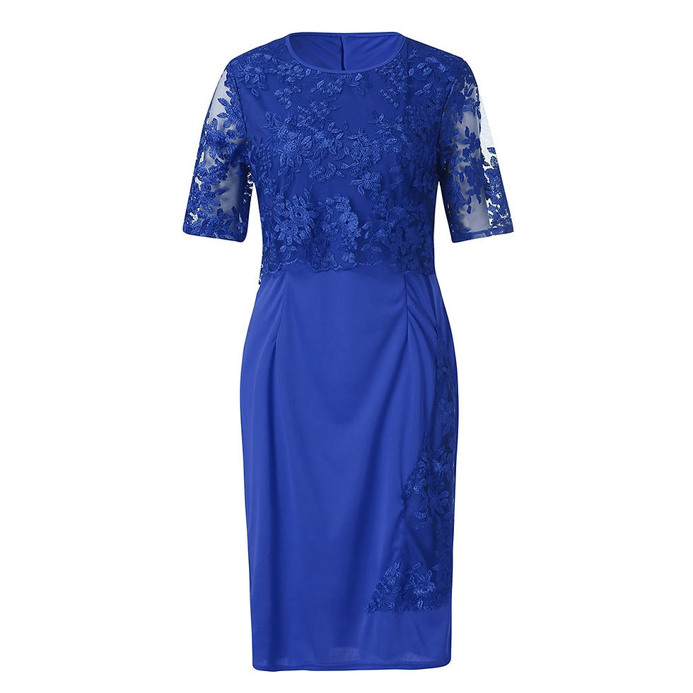 Thumbnail: Midi Dress Evening Party Dresses Prom Plus Size L-5Xl Women Lace Short Sleeve M