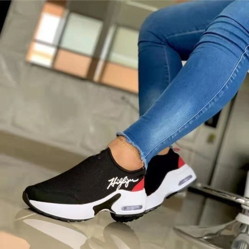 Sīktēls: Fashion Vulcanized Sneakers Platform Solid Color Flats Ladies Shoes Casual Brea