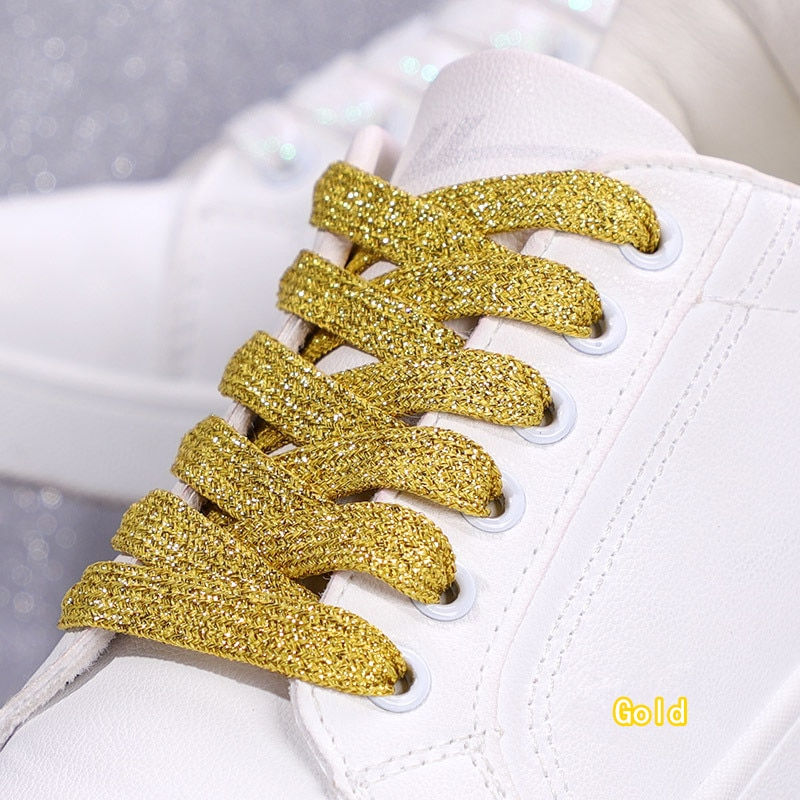 Thumbnail: NEW Fashion Glitter Shoelaces Colorful Flat Shoe laces for Athletic Running Sne