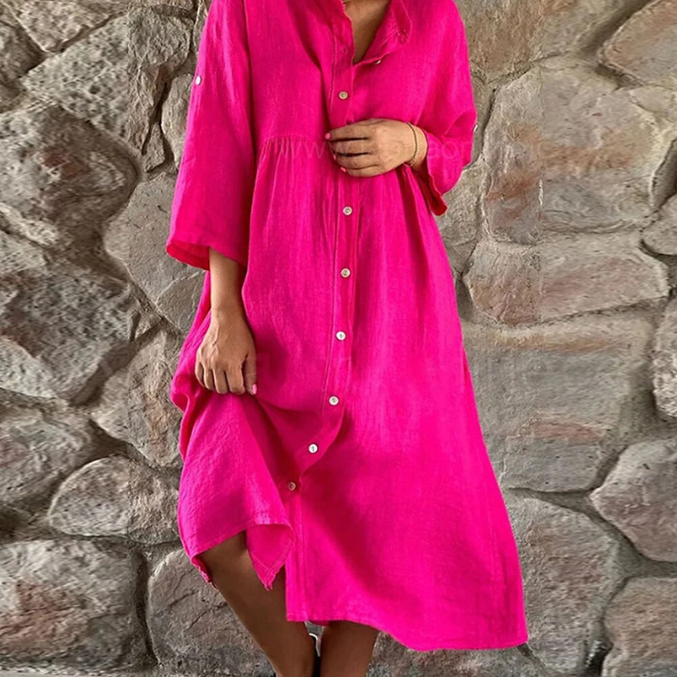 Thumbnail: Plus Size Oversized Cotton Linen Dress for Women 2023 Autumn Oversized Blouse S