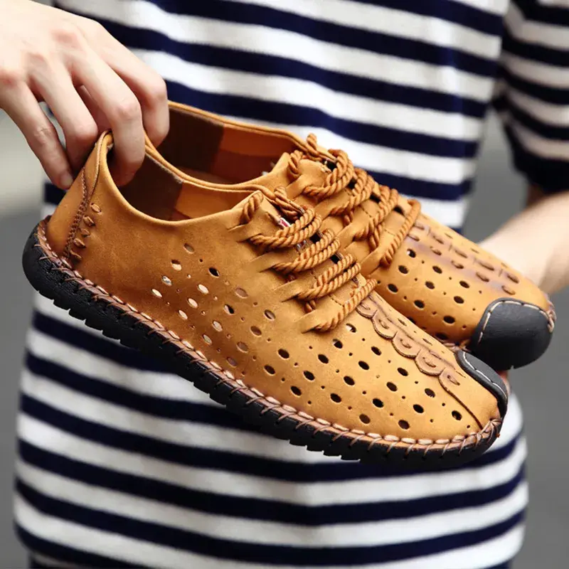 Thumbnail: Fashion Men Leather Casual Shoes Soft Breathable Male Loafers Flexible Men's Fl