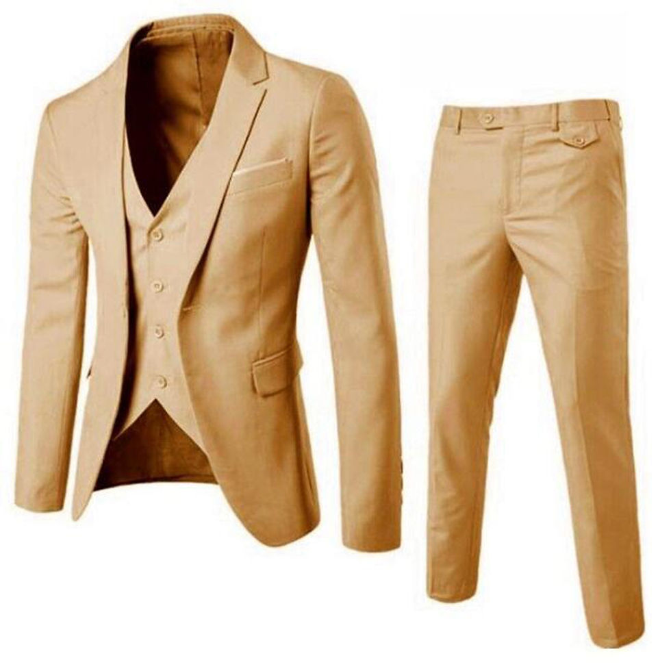 Thumbnail: Men’s Slim Fit Suit One Button Classic 3 Piece Tuxedo Set Business Wedding