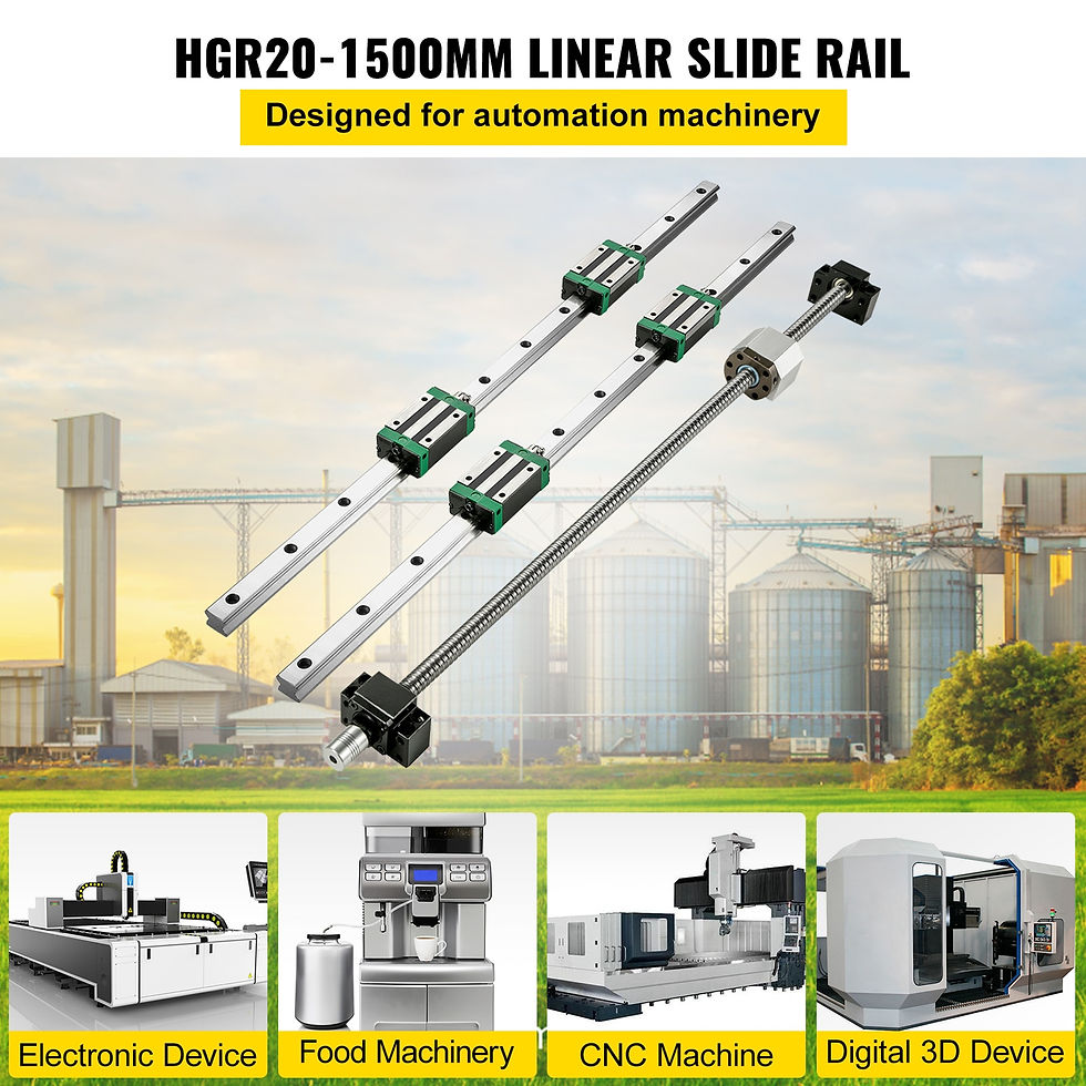 Thumbnail: VEVOR HGR20 2PCS Linear Guide Rails 700-2000MM 4PCS Slide Blocks RM1605