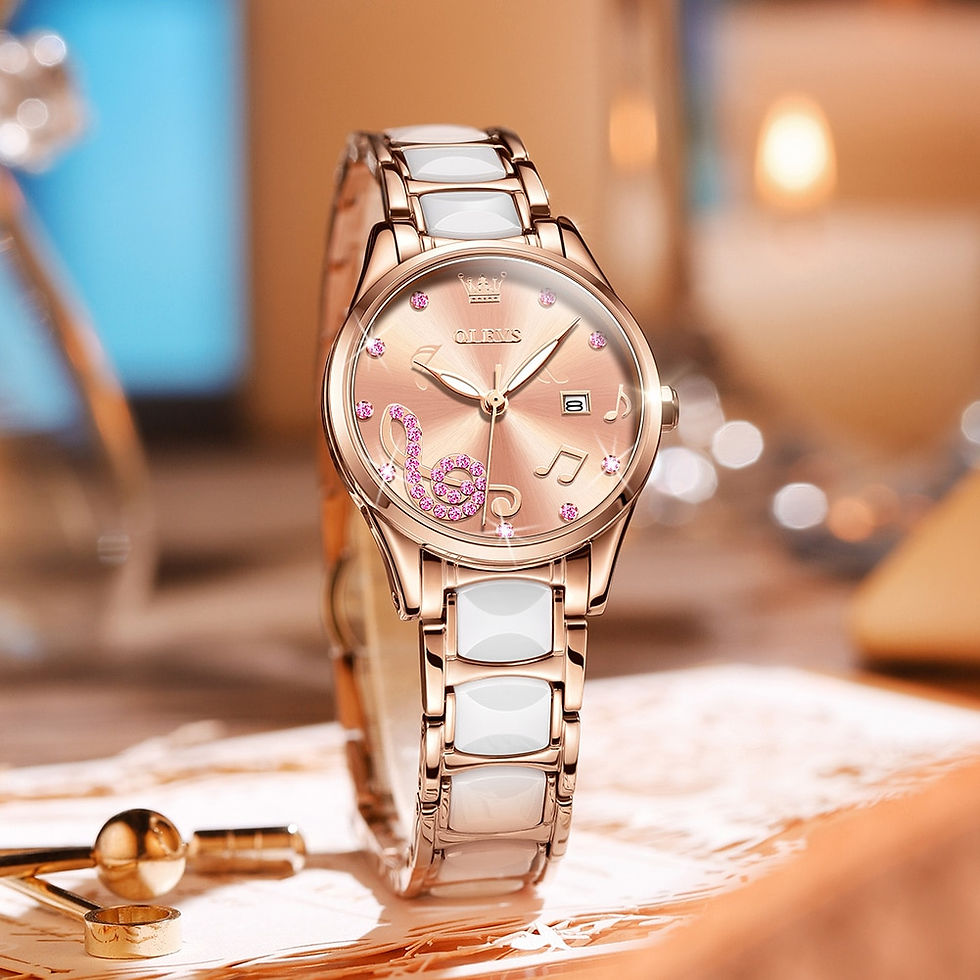 Thumbnail: OLEVS Women Wrist Watches Rose Gold Elegant Ceramic Watchstrap Ladies