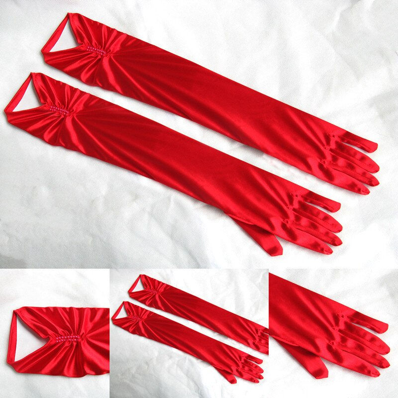 Thumbnail: Wedding Dress Luxury Atmosphere Gloves Bride Gloves Long Double Row Gloves