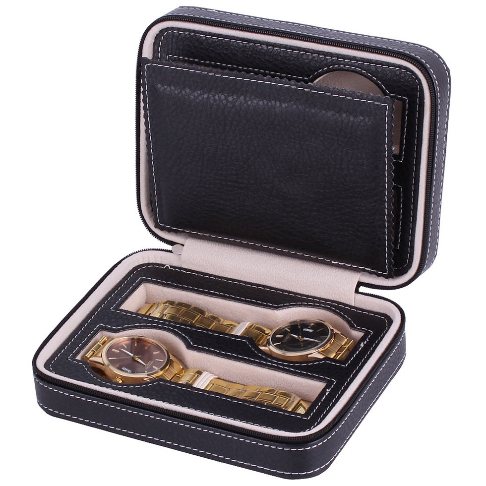 Thumbnail: 2/4/8 Slots Portable Watch Organizer Box,Zippered Watch Display Storage Box,Tra