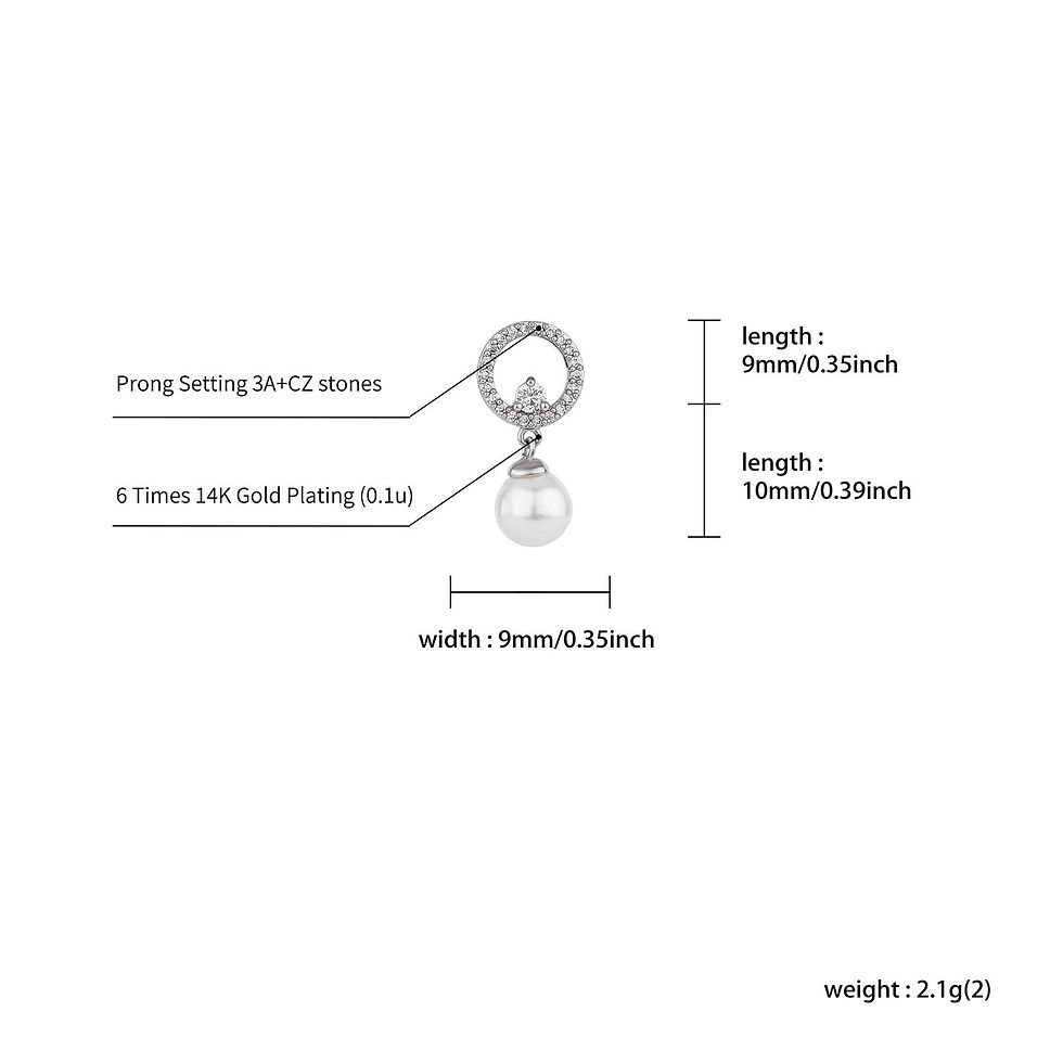 Thumbnail: JINAO 2021 Women's Fashion Jewelry White Pearl Earrings For Women  Round  Weddi
