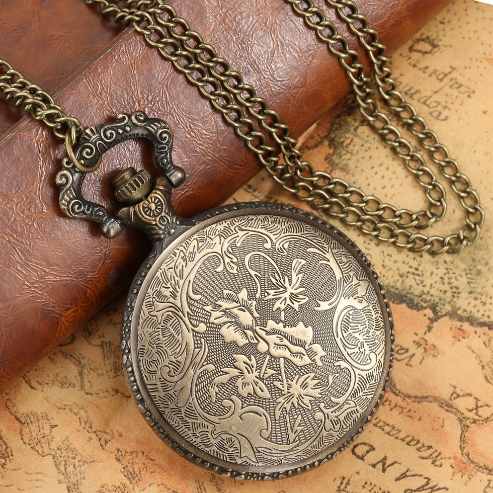 Thumbnail: Retro Blooming Flowers Quartz Pocket Watch Bronze Pendant Clock Numerals Displa