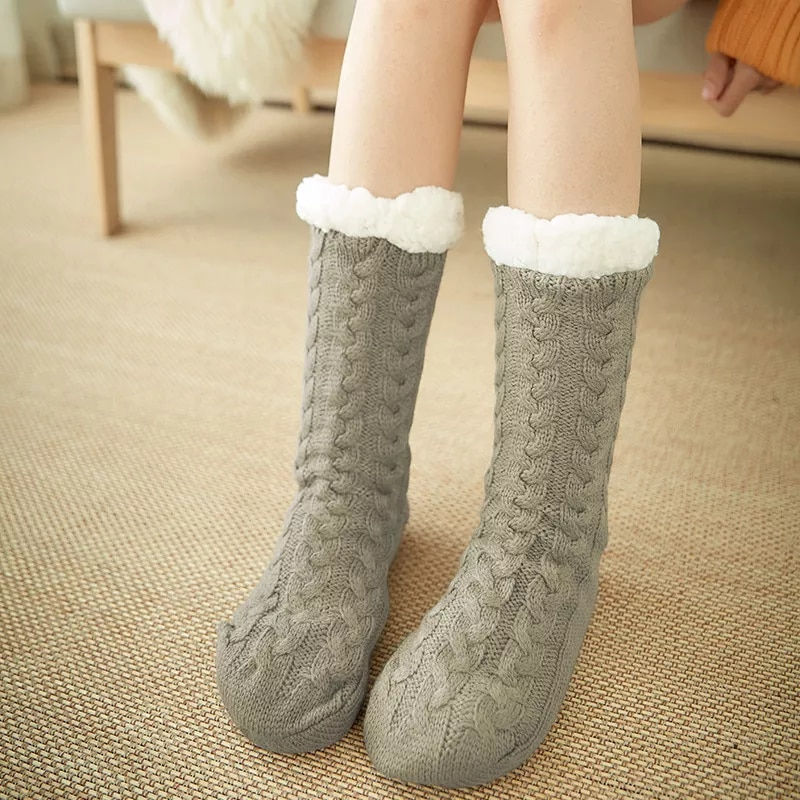 Thumbnail: Stripes Winter Women Socks Women Non-slip Adult Floor Socks Indoor Warm