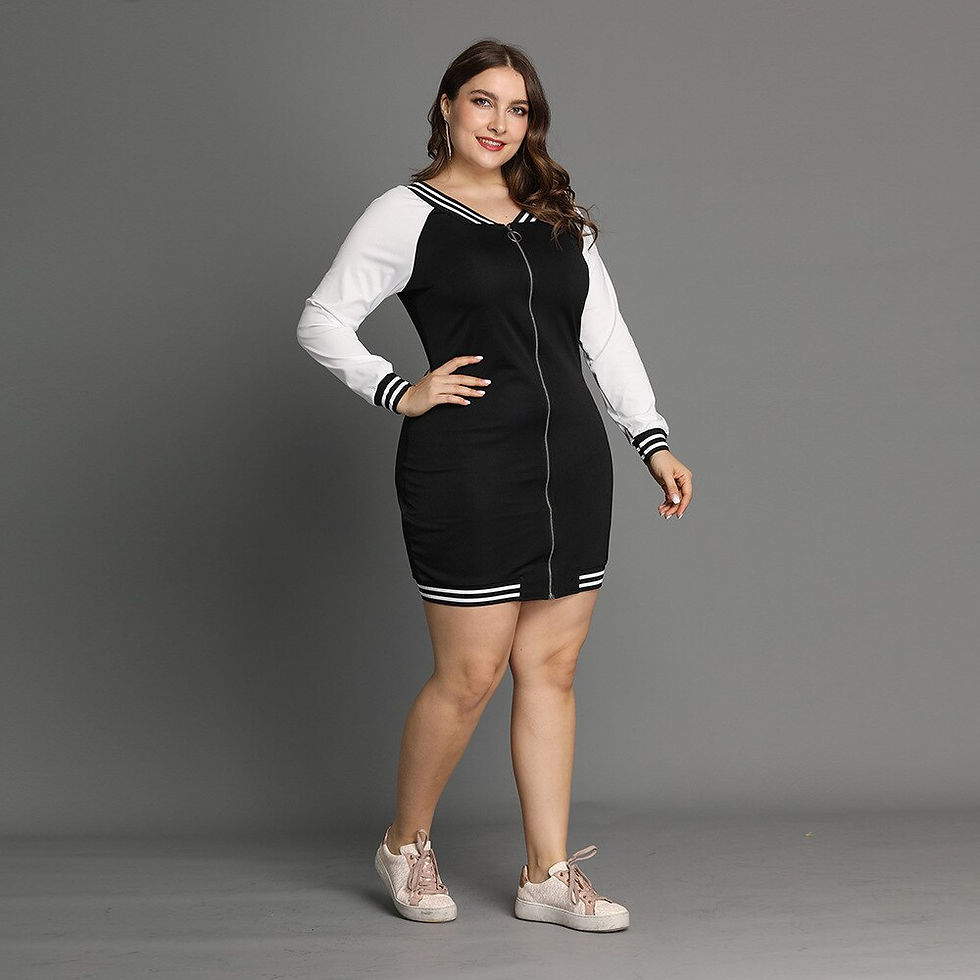 Thumbnail: Plus Size Bodycon Sheath 5XL Dress Long Sleeve Casual Dresses Women Front Full