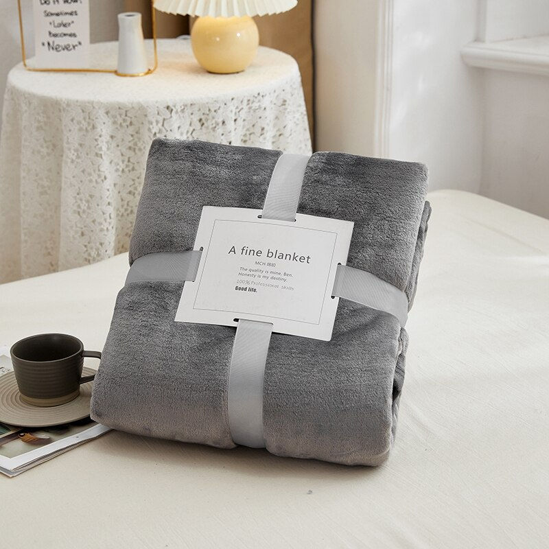 70x100cmGrey Flannel Fleece Blanket Adult Children Soft Warm Throw Bed Covers S