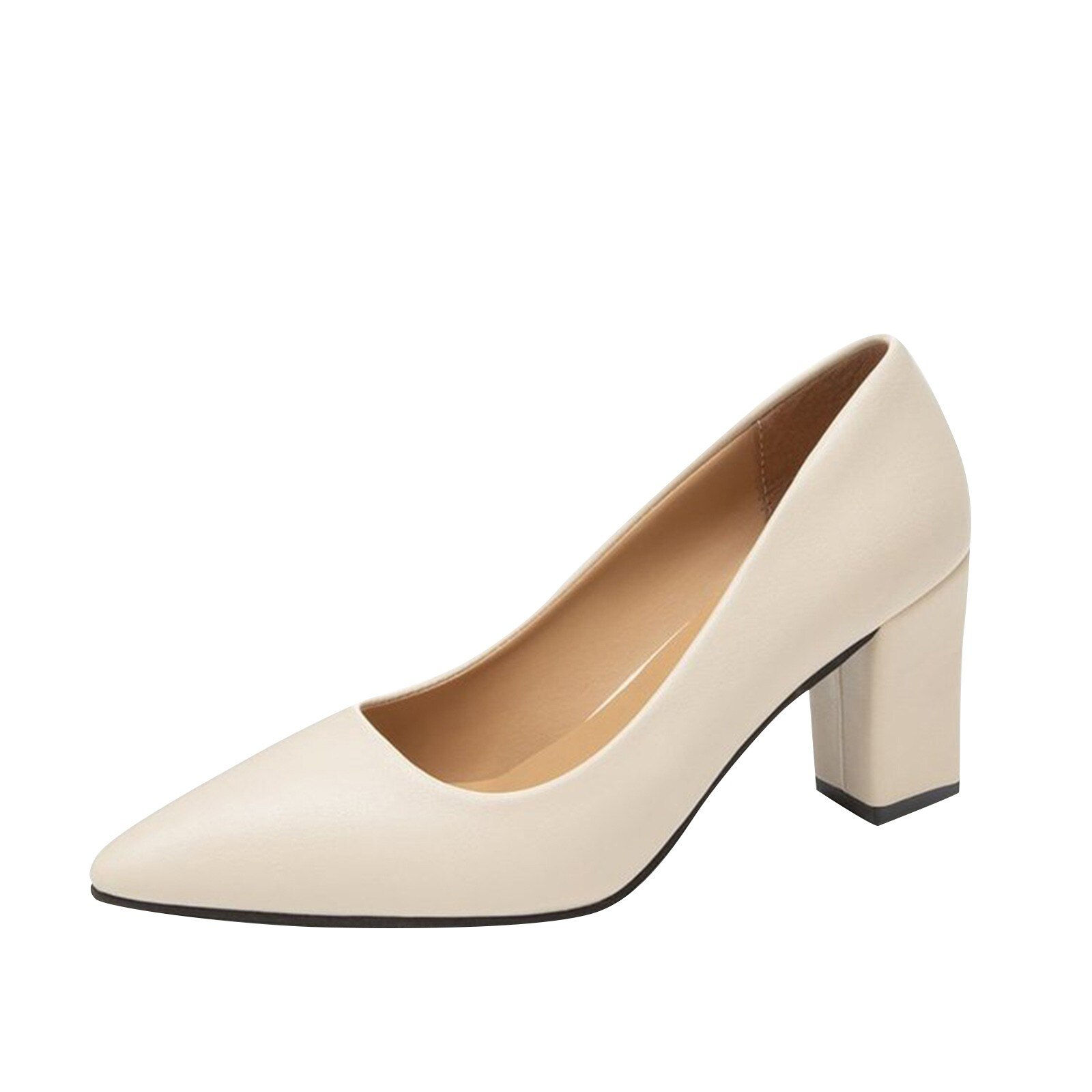 Square Heel High Heels Fashion Women Pumps Pointed Toe Work Shoes Slip