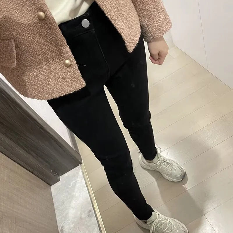 Thumbnail: New Women Thermal Jeans Winter Snow Warm Plush Stretch Jeans Lady Skinny Thicke