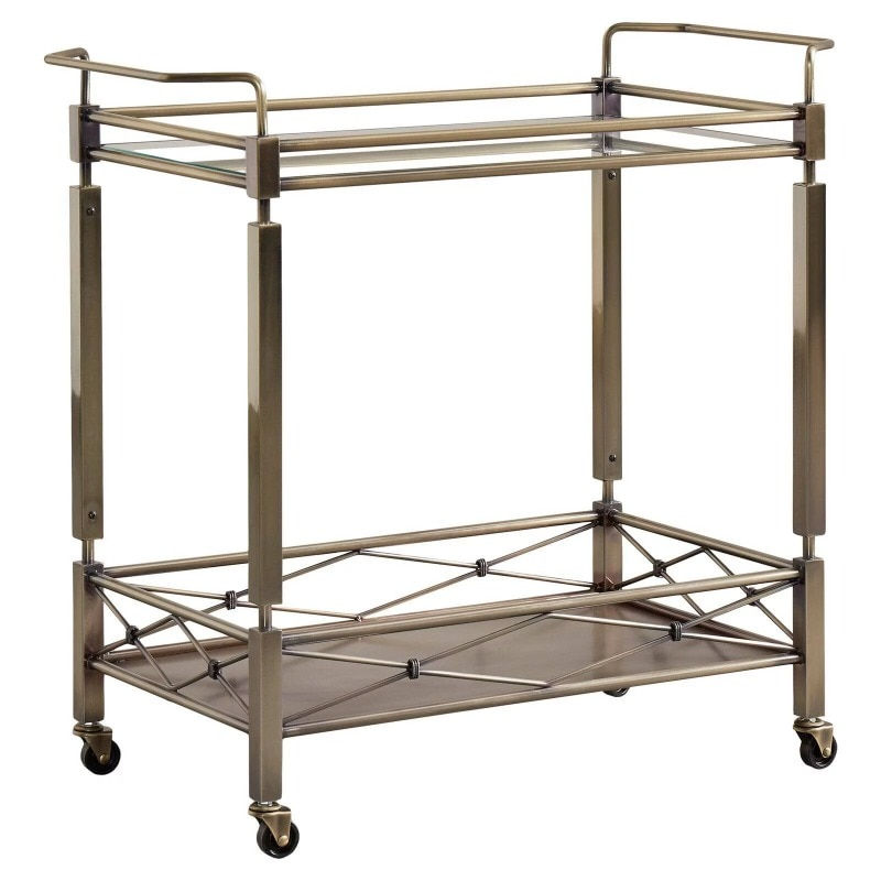 섬네일: Chelsea Lane Clear Tempered Glass Metal Bar Cart 31.5L X 14.6W X 30H In Drink C