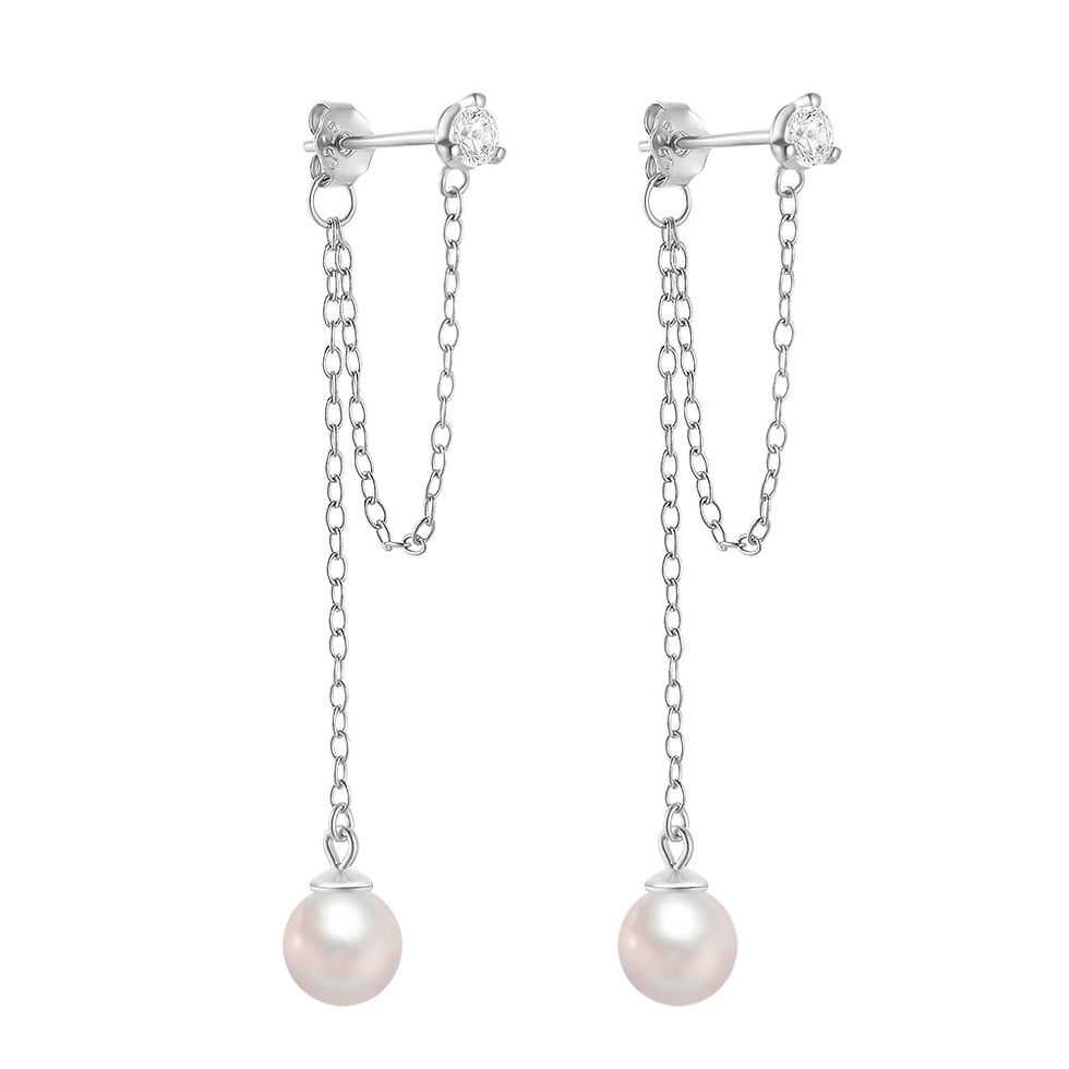 Thumbnail: ROXI Bohemia Irregular White Pearls Earrings for Women 925 Sterling Silver Tass
