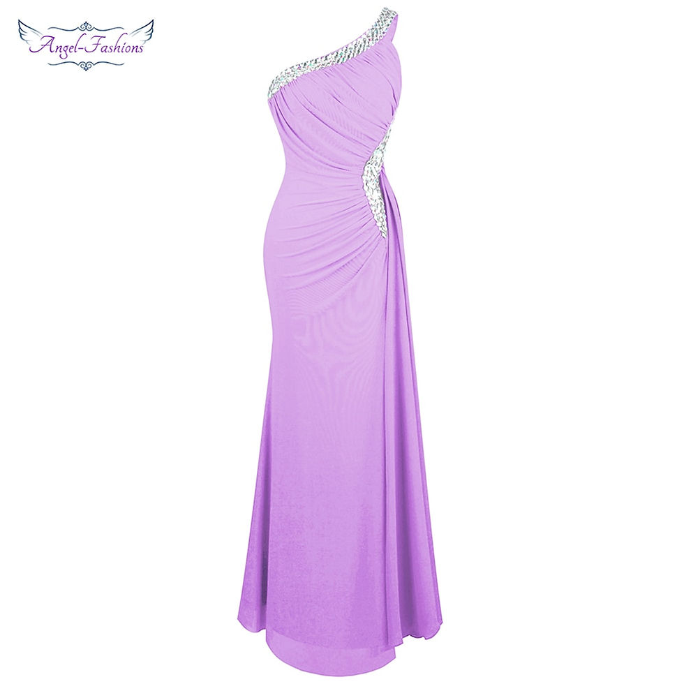 Thumbnail: Angel-fashions Women's Elegant Evening Dresses Beading One shoulder Pleated