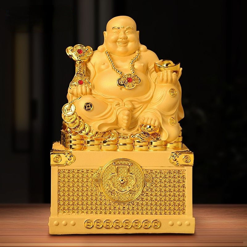 Thumbnail: Laughing Buddha's Decoration To Piggy Bank Fortune Resin sculptureHandmade Stat