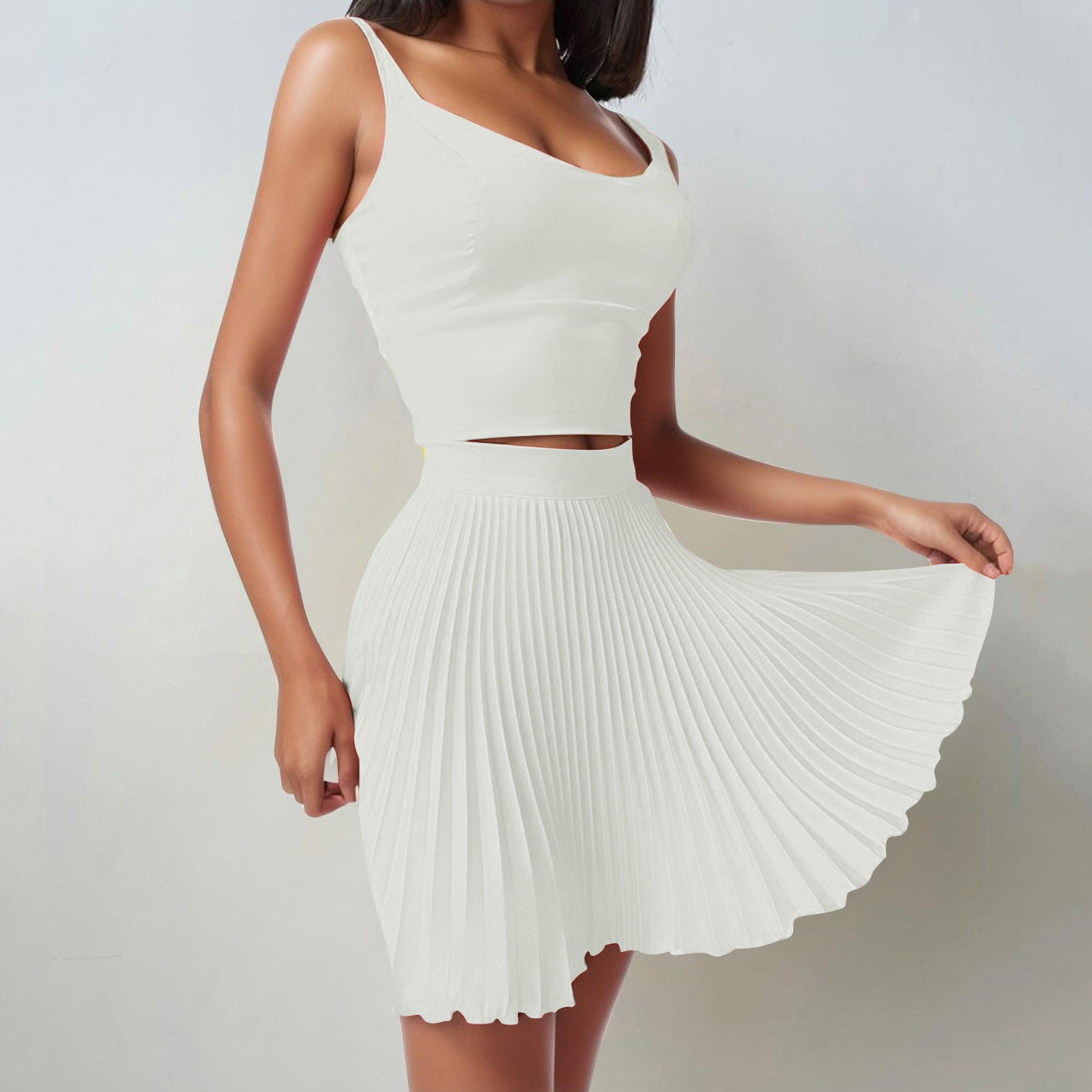 Two Piece Skirt Set Women's Suit y2k Clothes Summer 2023 Sexy Outfit Cropped To