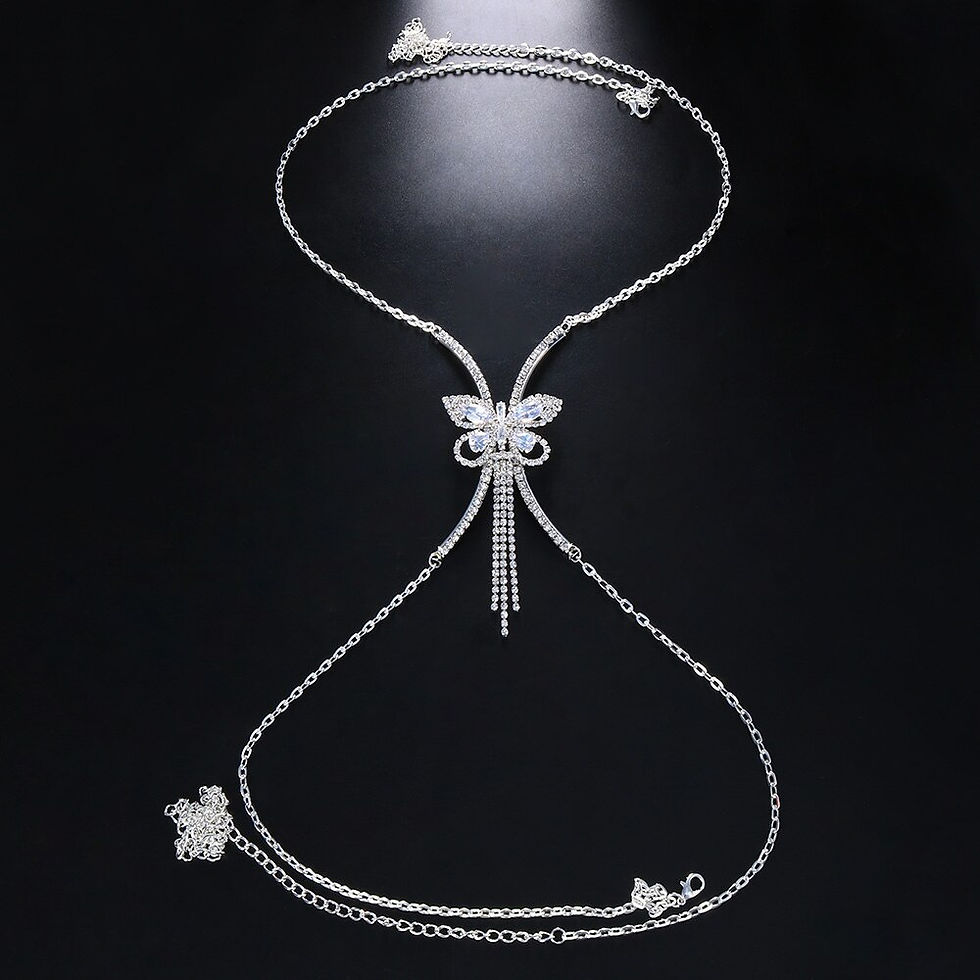 Thumbnail: Stonefans Rhinestone Butterfly Chest Bracket Bras Chain Lingerie Jewelry