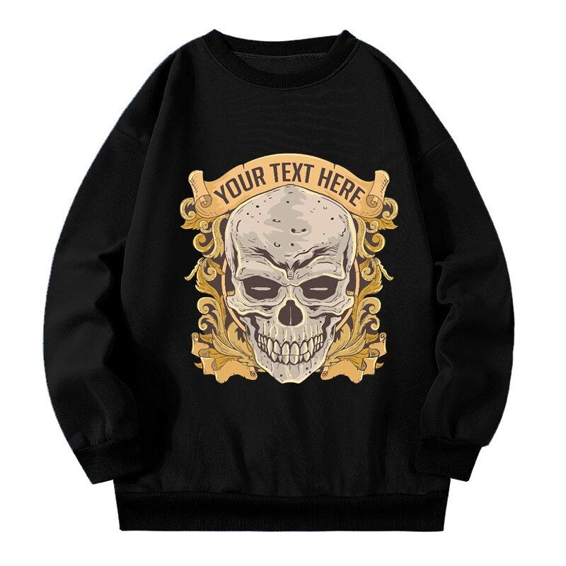 Plus Size 150kg Skull Vintage Fashion Women's New In Sweatshirt Streetwear O-ne