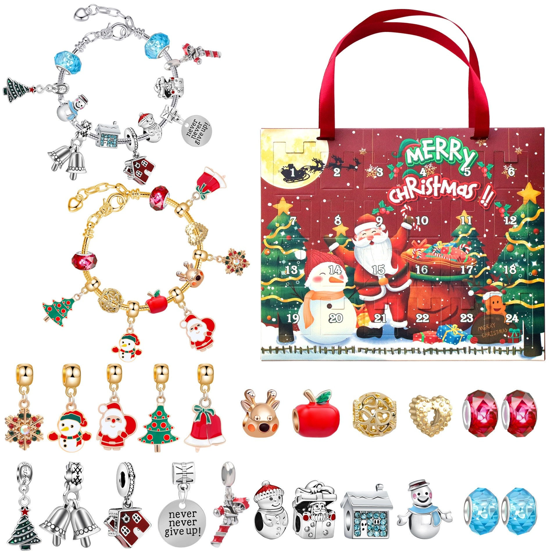 Christmas Blind Box 24 Days Countdown Children's Bracelet -DIY Creative Handmad