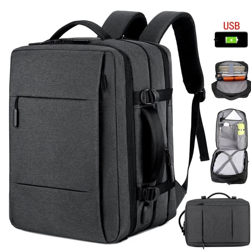 Thumbnail: Classic Travel Backpack Men Business Backpack School Expandable USB Bag Large C