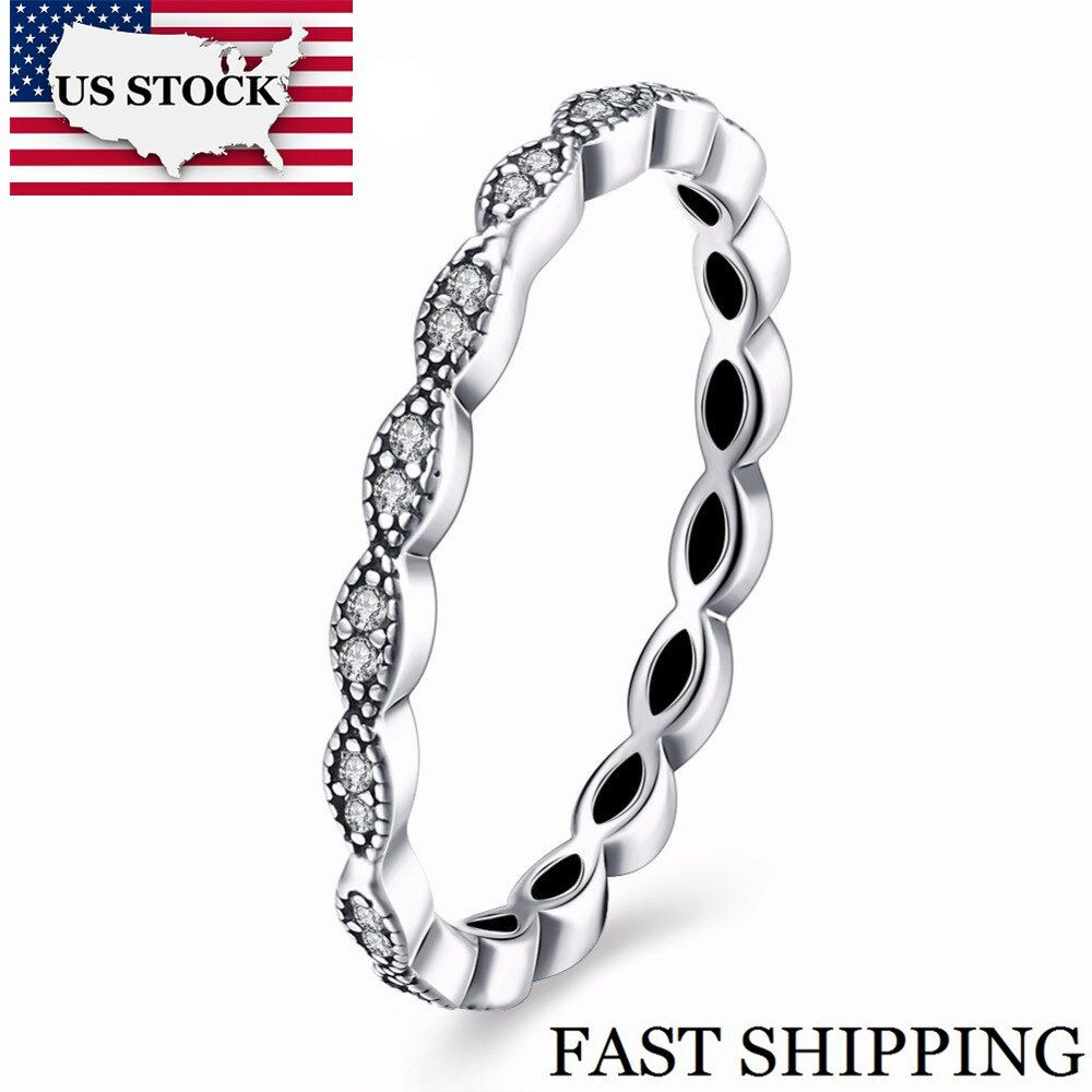 US STOCK Uloveido 925 Sterling Silver Rings for Women Cubic Zirconia