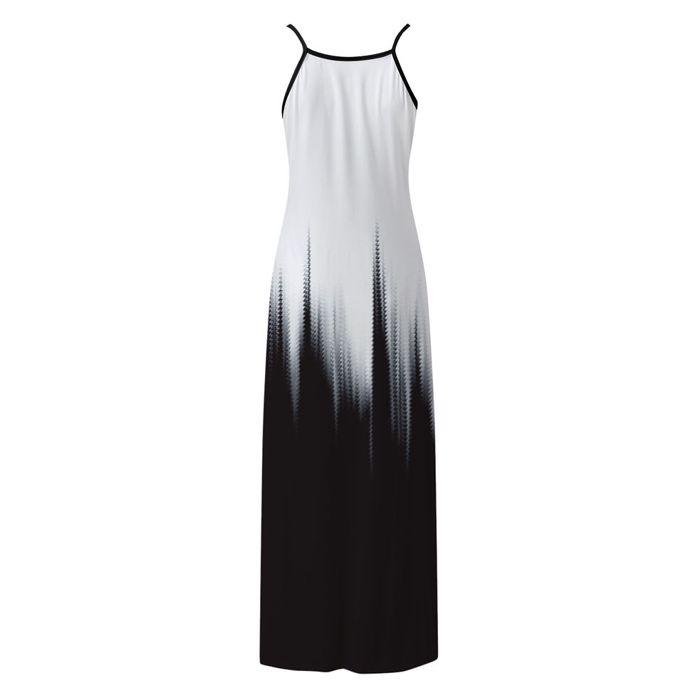 Thumbnail: Summer Dress For Women O Neck Print Sleeveless Double Pocket Wide Strap