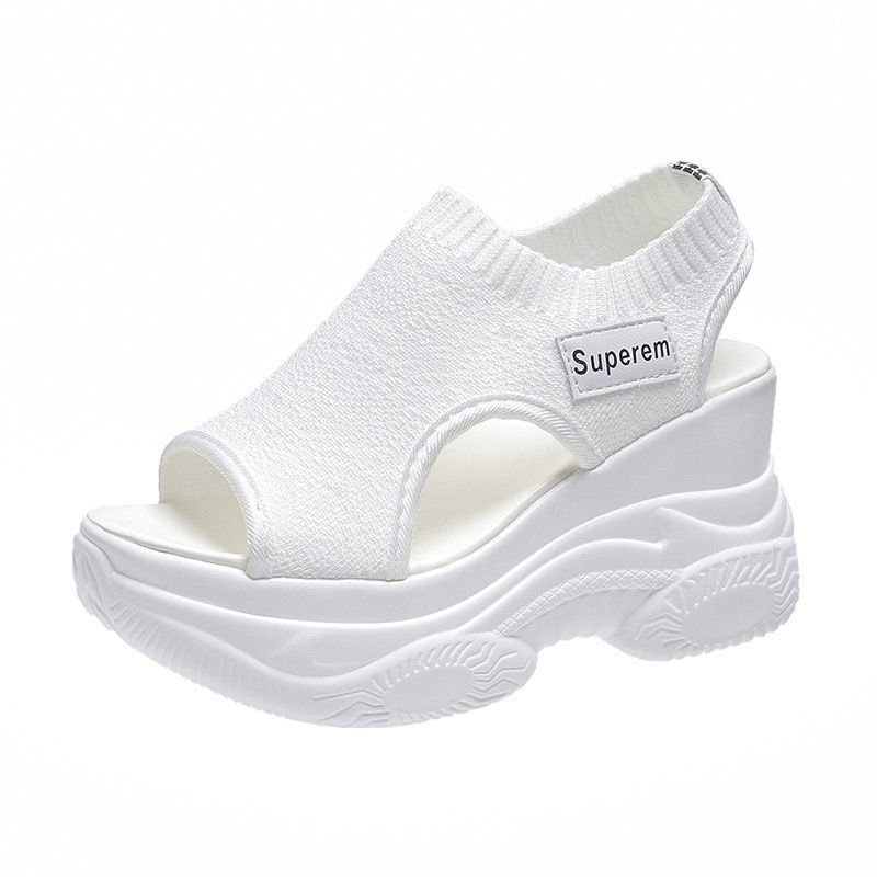 Miniatura: Women's Sandals 2023 Summer Wedge Heel Elastic Cloth Cover Foot Ladies Sandals
