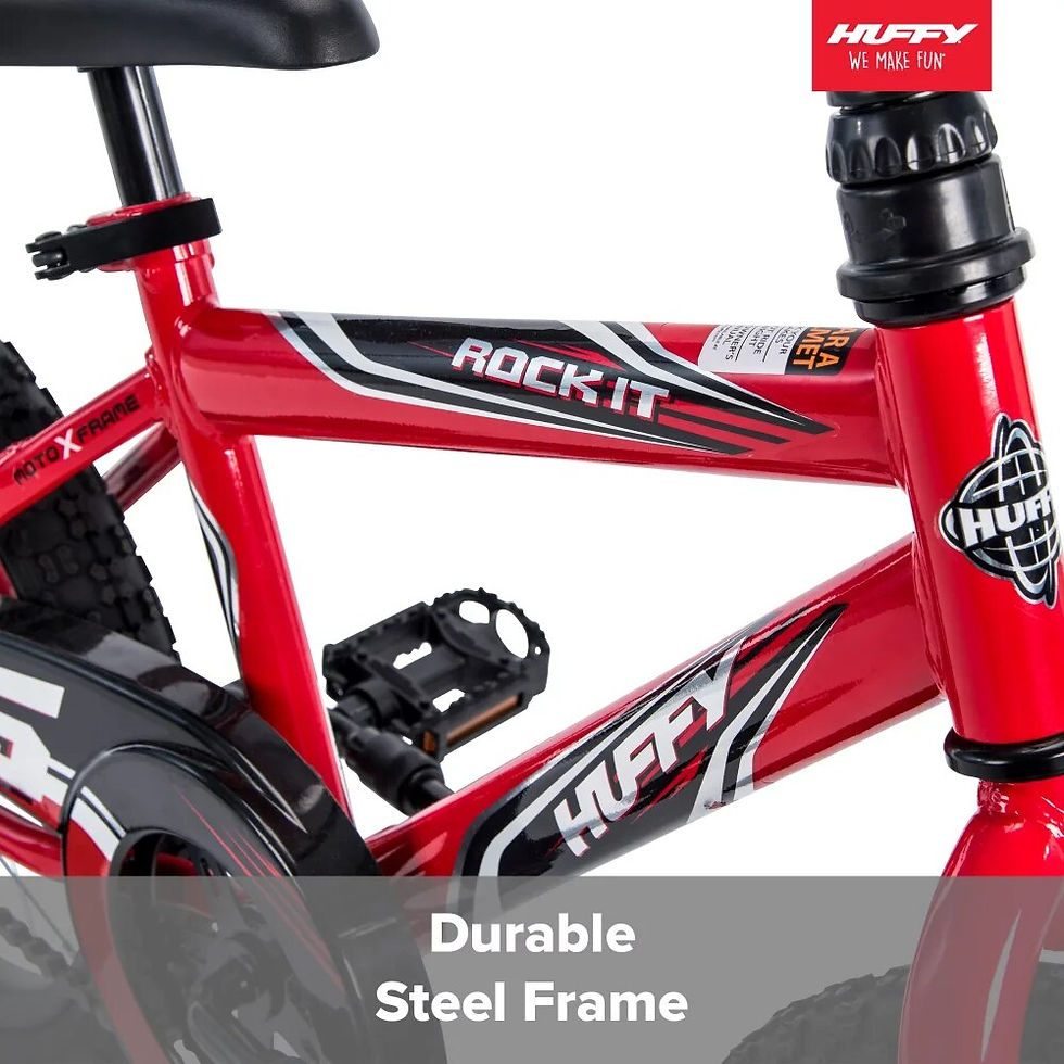 Thumbnail: GISAEV 16 In. Rock It Boy Kids Bike, Red Hi-rise Handlebar In Black with A Comp