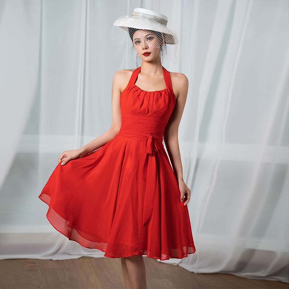 Thumbnail: Women's Sexy Classical Evening Gown 2023 with Belt Ribbon Knee Length Formal  D