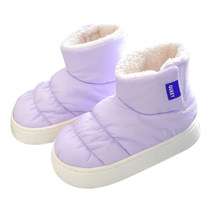 Imej kecil: Winter Cotton Plush Slippers Women Indoor Outdoor Wear Soft Thick Non-slip Warm