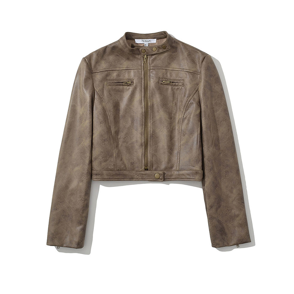 Thumbnail: Retro Distressed Short Jacket Women's Slim Stand Collar Faux Deerskin