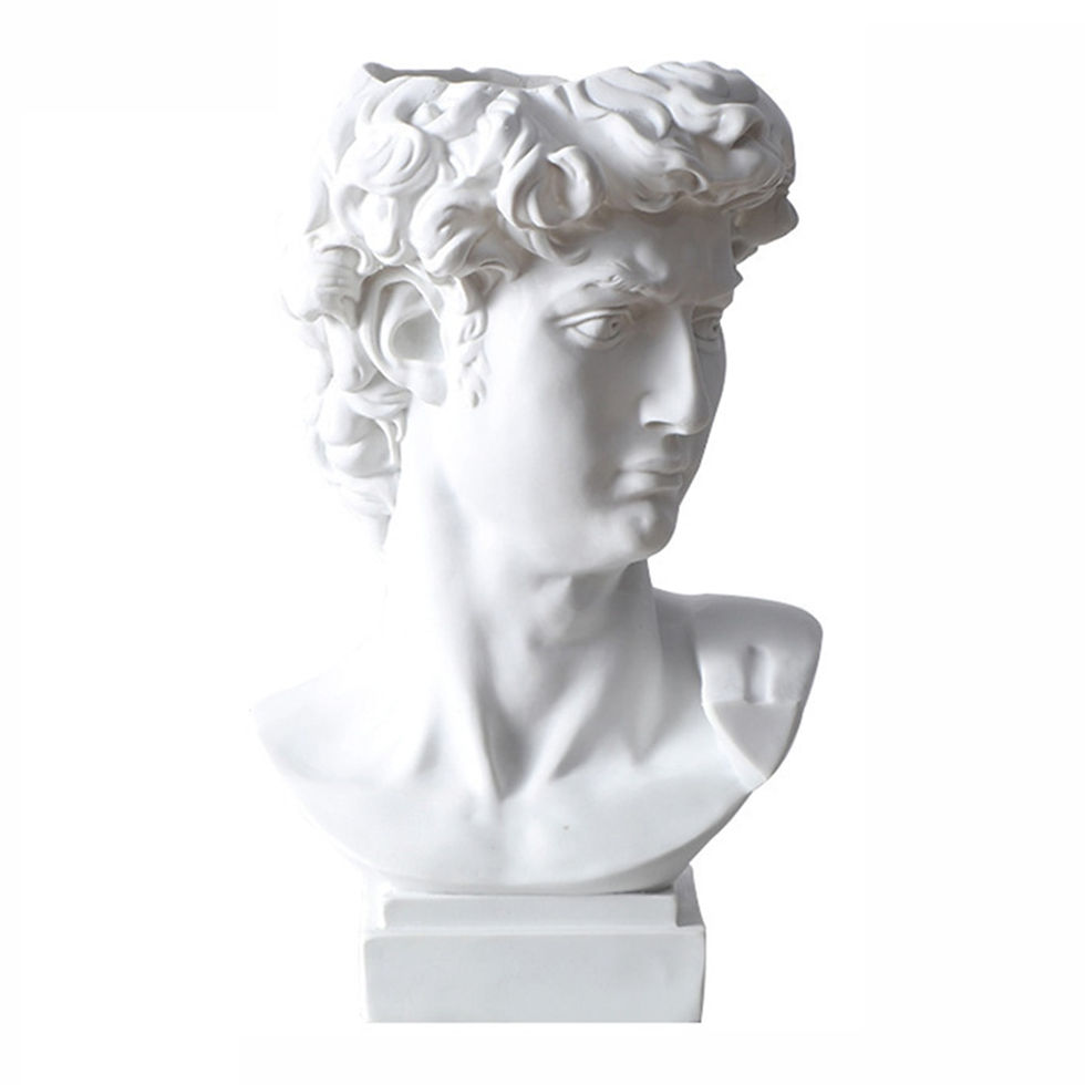 Miniatyrbild: Creative Pen Holder Resin David Sculpture Portrait Statue Make-up Brush Storage