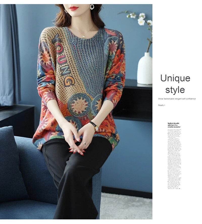 Thumbnail: 2023 Winter Plus Size Mink Cashmere O-neck Women Knitted Sweaters Lady Leisure