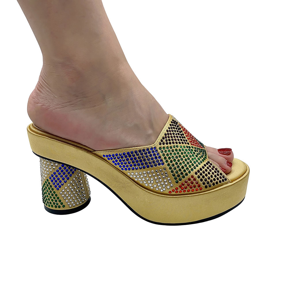الصورة المصغرة: 2023 Nigerian Sandals Platform Shoes Ladies Party High Heel Open Toe Luxury Wed