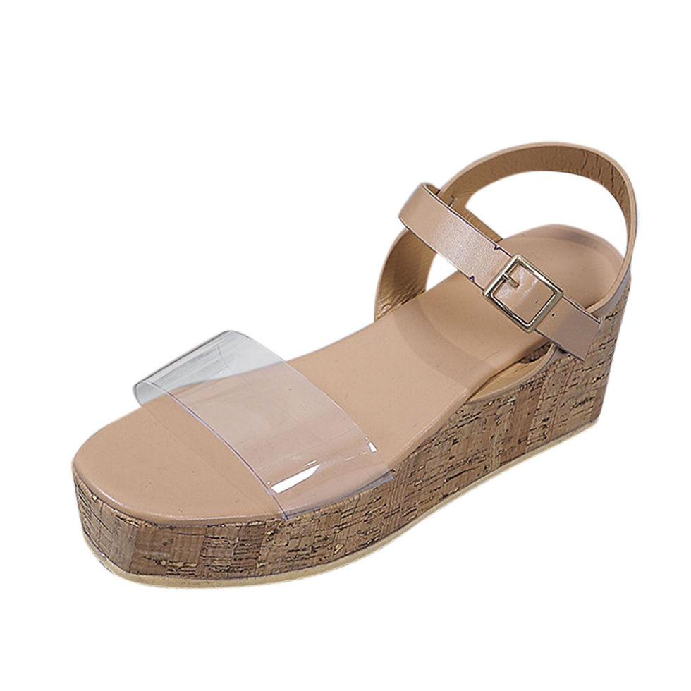 Thumbnail: Women's Sandals Women's Fashion Transparent PVC Platform Wedge Buckle