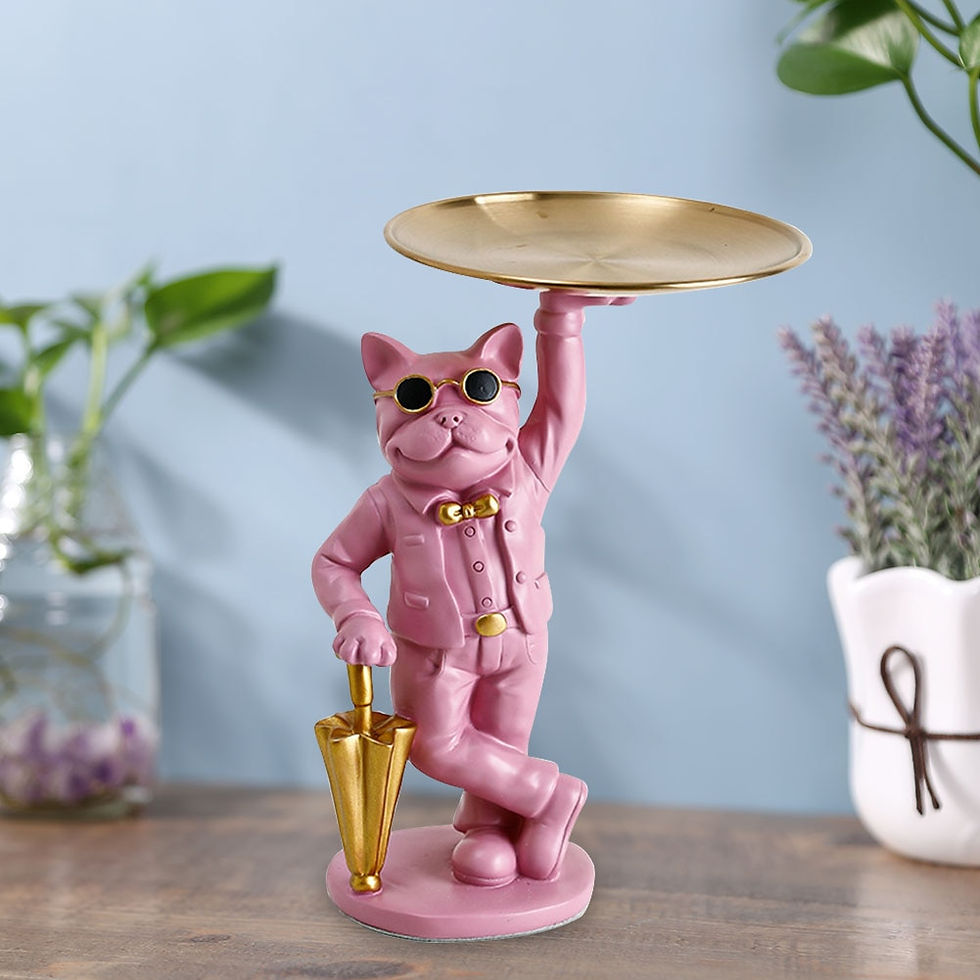 Miniature : French Bulldog Sculpture Statue Nordic Modern Resin Dog Figurine Key Storage