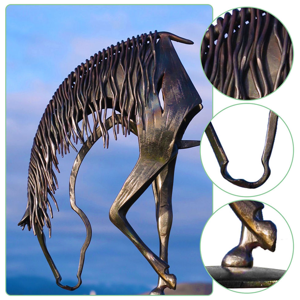 Thumbnail: Kiss Horse Metal Iron Sculpture Horse Wings Statue Simple Metal Art Free Horse